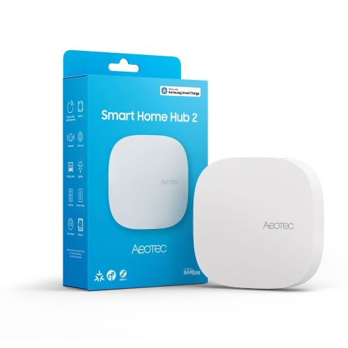 Aeotec Smart Home Hub 2, SmartThings platform hub, Ethernet, Wi-Fi, Zigbee, Thread, Bluetooth, Matter