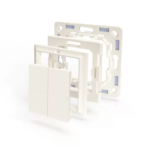Shelly BLU Wall Switch 4 vezeték nélküli kapcsoló, Bluetooth, fehér + Legrand/Shelly keret adapter