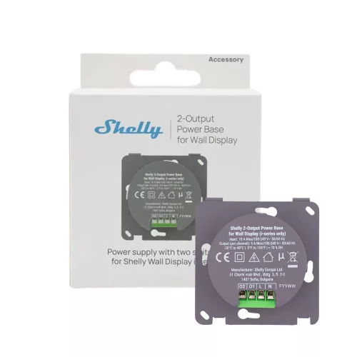 Shelly 2-Output Power Base for Wall Display –  X1i, X2i hálózati tápegység, 2 relé kimenettel 