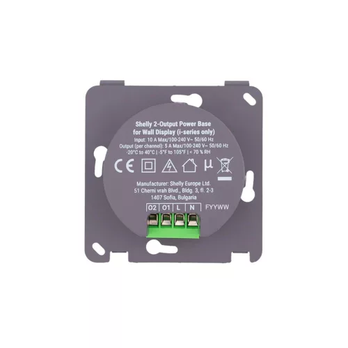 Shelly 2-Output Power Base for Wall Display –  X1i, X2i hálózati tápegység, 2 relé kimenettel