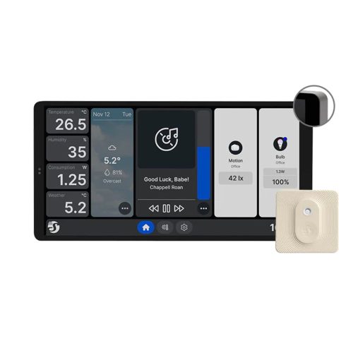 Shelly Wall Display X2 Wi-Fi+Bluetooth villanykapcsoló + érintőképernyős vezérlőpanel (ezüst / króm kerettel) + BLU H&T szenzor