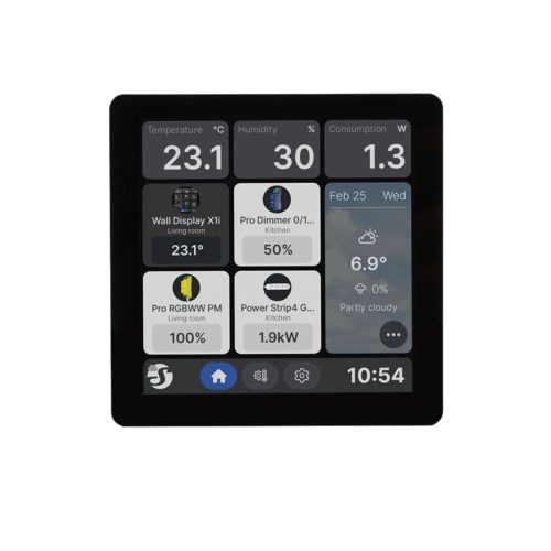 Shelly Wall Display X1i – vezérlőpanel, villanykapcsoló, Wi-Fi, Bluetooth, fekete (SAWD-6A1XX10EU0)
