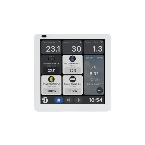 Shelly Wall Display X1i – vezérlőpanel, villanykapcsoló, Wi-Fi, Bluetooth, ezüst (SAWD-6A1XX10EU0)