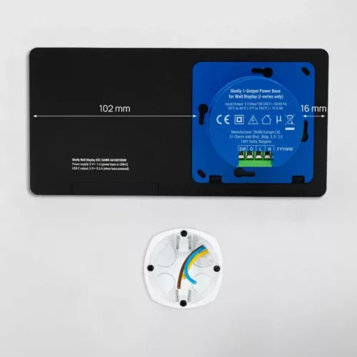 Shelly Wall Display X2i – fali vezérlőpanel és villanykapcsoló, Wi-Fi, Bluetooth, fekete