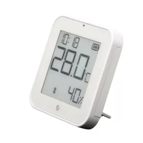 Shelly BLU H&T Display ZB – Hőmérséklet, pára és fény szenzor, e-papír kijelzővel,  Zigbee, Bluetooth, fehér