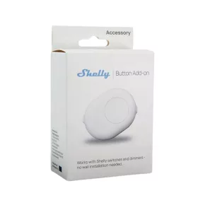   Shelly Button Add-on – nyomógomb kiegészítő relémodul foglalattal Plus (Gen2), Gen3 és Gen4 Shelly modulokhoz, fehér