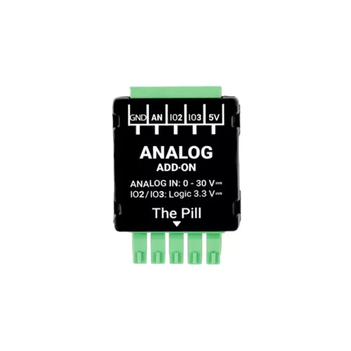 Shelly Analog 0-30 V Add-on  – Kiegészítő csatlakozó a The Pill by Shelly többcélú bemeneti modulhoz