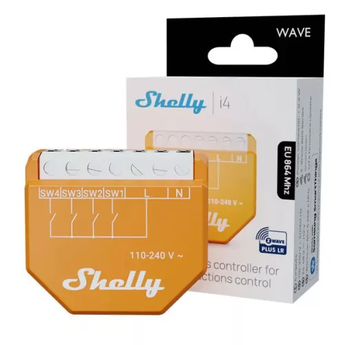Shelly WAVE i4 vezeték nélküli okos bemeneti modul, Z-Wave EU Long Range verzió