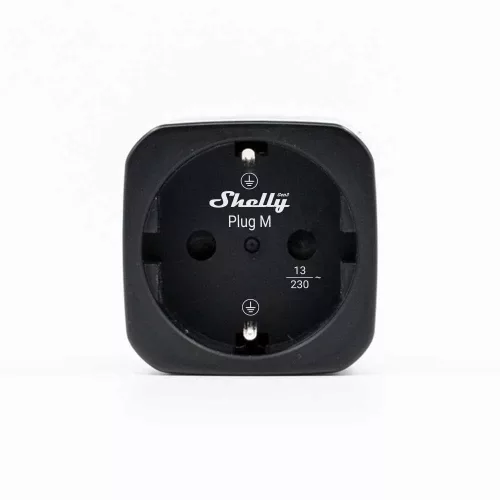 Shelly Plug M Gen3 – Wi-Fi + Bluetooth, Matter kompatibilis, fogyasztásmérős okoskonnektor, fekete