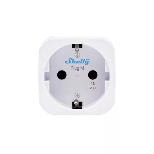 Shelly Plug M Gen3 – Wi-Fi + Bluetooth, Matter kompatibilis, fogyasztásmérős okoskonnektor, fehér