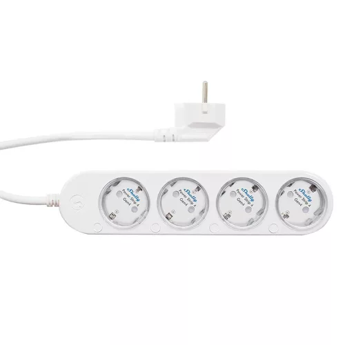 Shelly Power Strip 4 Gen4 –  okos konnektor elosztó négy aljzattal, fogyasztásmérős, Wi-Fi, Zigbee, Matter, fehér