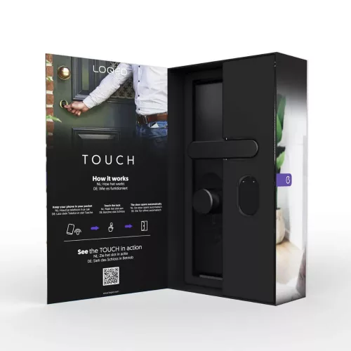 Shelly LOQED érintős okos Wi-Fi + Bluetooth zár, fekete
