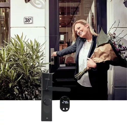 Shelly LOQED érintős okos Wi-Fi + Bluetooth zár, fekete