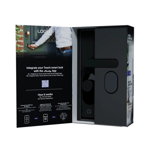 Shelly LOQED Touch Smart Lock 2s – érintős okos zár,  Wi-Fi, Bluetooth, fekete