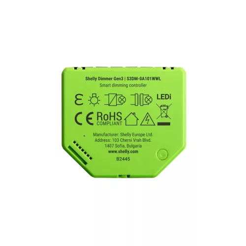Shelly Dimmer Gen3 Wi-Fi + Bluetooth okos fényerőszabályzó / dimmer relémodul