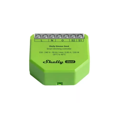 Shelly Dimmer Gen4 – fényerőszabályozó modul, Wi-Fi, Bluetooth, Zigbee, Matter (S4DM-0A101WWL)