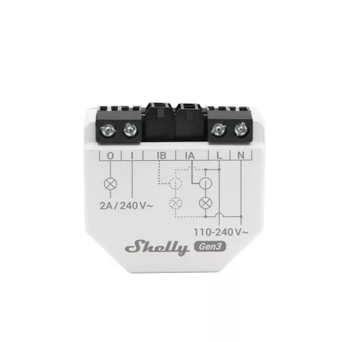 Shelly EM Gen3 egyfázisú, 2 áramkörös fogyasztásmérő modul, 1 db 50A áramváltóval