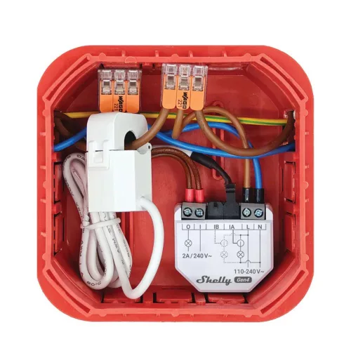 Shelly EM Gen4 –  egyfázisú két áramkörös fogyasztásmérő, 1 db 50A áramváltóval, 2A kontaktorral, Wi-Fi, Bluetooth, Zigbee, Matter (S4EM-002CXCEU)