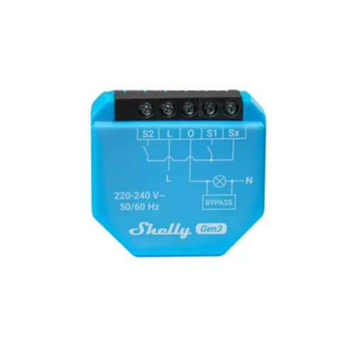 Shelly Plus 1L (Gen3) csak fázissal működő Wi-Fi + Bluetooth okos relémodul