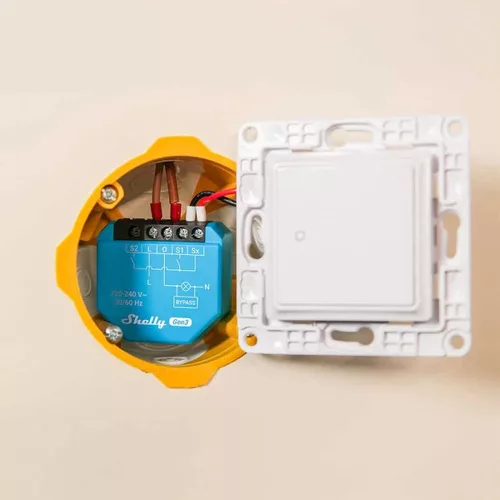 Shelly Plus 1L (Gen3) csak fázissal működő Wi-Fi + Bluetooth okos relémodul