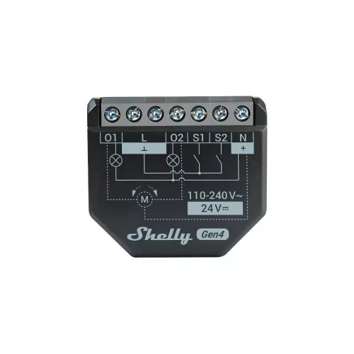 Shelly 2PM Gen4 WiFi + Bluetooth / Zigbee két áramkörös okosrelé, áramfogyasztás-méréssel, redőnyvezérléssel