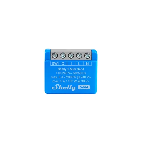 Shelly 1 Mini GEN4 egy áramkörös Wi-Fi + Bluetooth / Zigbee 3.0  multi-protokoll okosrelé, Matter kompatibilis (8A)
