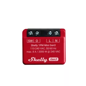   Shelly 1PM Mini Gen3, Wi-Fi + Bluetooth okosrelé, áramfogyasztás-méréssel