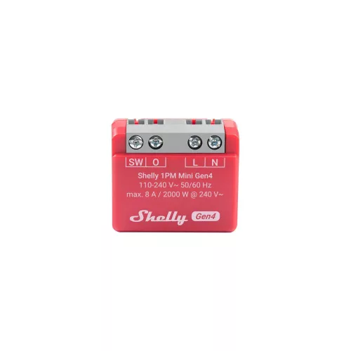 Shelly 1PM Mini Gen4 egy áramkörös Wi-Fi + Bluetooth / Zigbee 3.0 multi-protokoll okosrelé, Matter kompatibilis (8A)