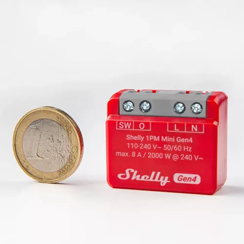 Shelly 1PM Mini Gen4 egy áramkörös Wi-Fi + Bluetooth / Zigbee 3.0 multi-protokoll okosrelé, Matter kompatibilis (8A)