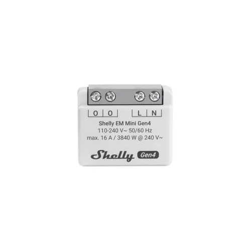 Shelly EM Mini Gen4 – egy áramkörös fogyasztásmérő (16A), Wi-Fi, Bluetooth, Matter, Zigbee