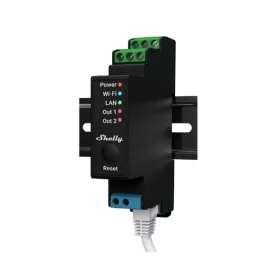   Shelly PRO 2PM DIN-sínre szerelhető, WiFi + Ethernet + Bluetooth modul, fogyasztás-méréssel, redőnyvezérlési üzemmóddal