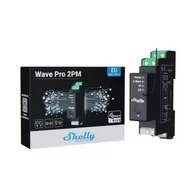  Shelly Qubino Wave PRO 2PM két áramkörös, DIN-sínre illeszthető, fogyasztásmérős okosrelé, Z-Wave protokoll kompatibilis