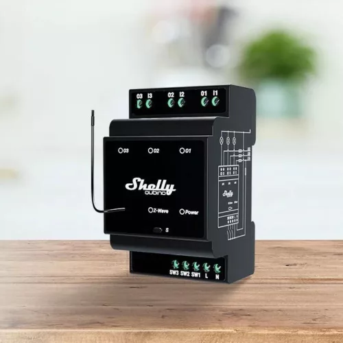 Shelly Wave PRO 3 három áramkörös, DIN-sínre illeszthető, Z-Wave EU Long Range