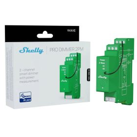   Shelly Wave Pro Dimmer 2PM, két áramkörös, fogyasztásmérős fényerőszabályozó modul, Z-Wave