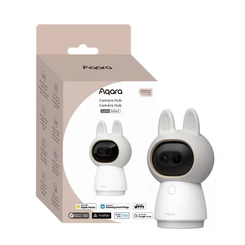 Aqara G350 CAMERA HUB – okos pan/tilt/zoom kamera, AI arc és kisállat felismeréssel, Wi-Fi, Zigbee + Thread, Matter, fehér (CH-C14D)