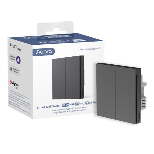 AQARA H1 2 gombos Zigbee 3.0 okos villanykapcsoló (fázis+nulla), szürke