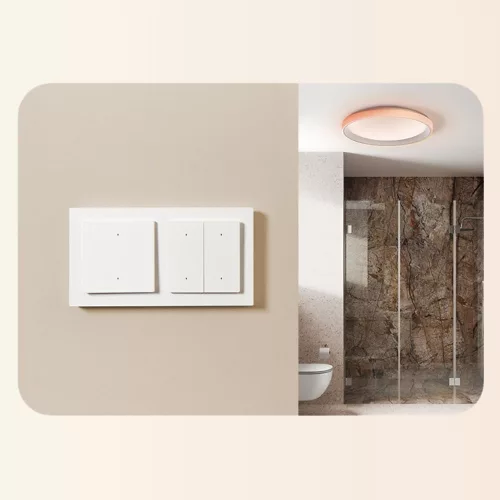 Aqara H2 villanykapcsoló EU két áramkörös, négy gombos okos Zigbee + Thread villanykapcsoló, fehér / szürke
