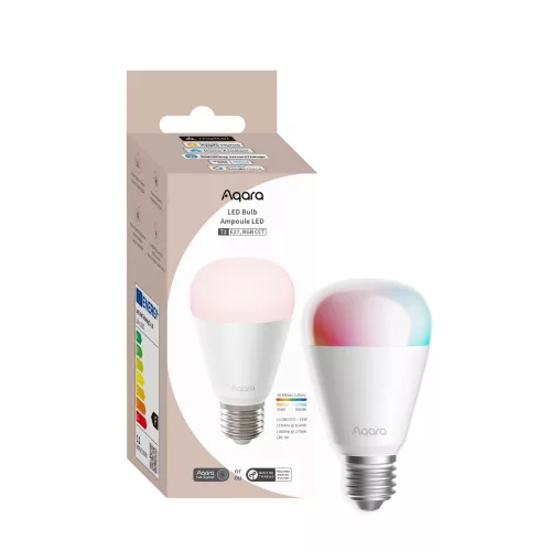 Aqara T2 RGB CCT (fehér + színes), állítható színhőmérsékletű, fényerőszabályozható, E27 LED izzó (LB-L02D)