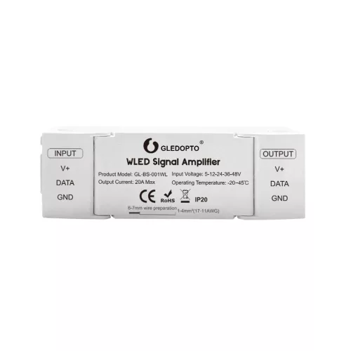 Gledopto WLED Signal Amplifier – WLED digitális LED jelismétlő, 5-48V DC (GL-BS-001WL)