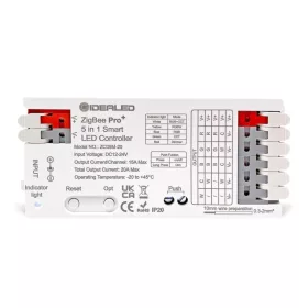   Gledopto GL-C-201P, Pro 5-in-1-ben LED vezérlés, 12V-24V DC (Zigbee+2.4GHz RF), kapcsolóbemenettel