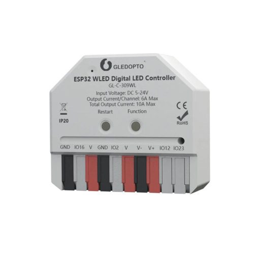 Gledopto GL-C-309WL Wi-Fi-s digitális IC LED vezérlés, 5V - 24V DC, WLED firmware-rel