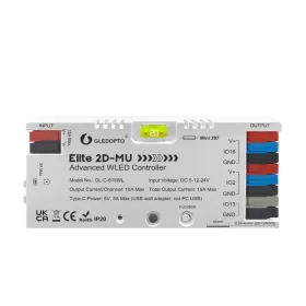   Gledopto Elite 2D-MU Advanced WLED Controller – kettő csatornás RGBIC LED vezérlő, mikrofonnal, USB-C, ESP32, Wi-Fi (GL-C-615WL)