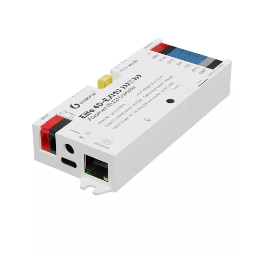 Gledopto Elite 4D-EXMU Advanced WLED Controller – négy csatornás RGBIC LED vezérlő, mikrofonnal, USB-C, ESP32, Wi-Fi, Ethernet (GL-C-618WL)