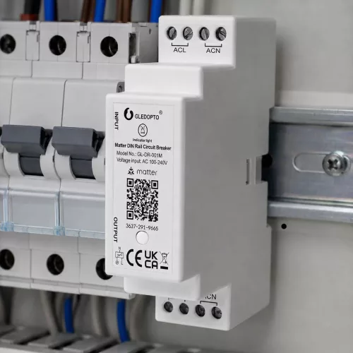 Matter DIN Rail Circuit Breaker – egyáramkörös okos, DIN-sínes relémodul, 16A, Wi-Fi, Matter (GL-DR-001M)