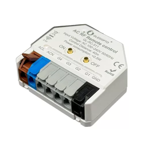 Gledopto AC RF Remote Control – Kapcsoló mögé építhető négy csatornás RF (2.4 GHz) távirányító (GL-RC-311)