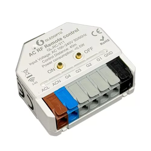 Gledopto AC RF Remote Control – Kapcsoló mögé építhető négy csatornás RF (2.4 GHz) távirányító (GL-RC-311)