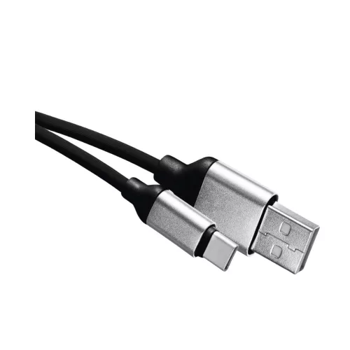 Tápkábel / adatkábel, USB-A - USB-C, 1 méter, fekete