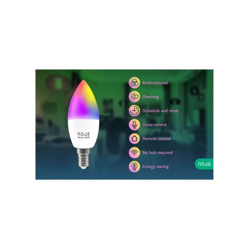 Nous P4 okos Tuya Wi-Fi RGB izzó (E14 foglalat), Matter kompatibilis