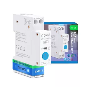   Nous D1T DIN-sín kompatibilis Wi-Fi-s fogyasztásmérős relémodul, Tasmota firmware, Matter kompatibilis, 16A