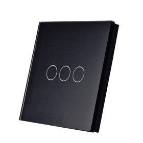   SmartWise érintős üveg előlap T6 okoskapcsolókhoz, fekete, 3 gombos